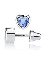 superb silver cubic zirconia heart December birthstone baby earrings